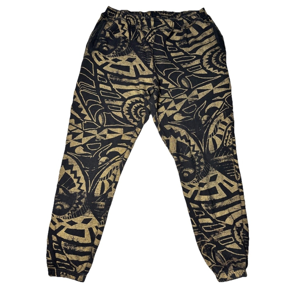 Zumba Wear Spicy Jogger Pants Black Gold Tribal Print Women Small AOP Sweat